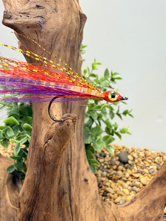5 Pcs Rizing Rivers Premium Bucktail Flies (Red/Violet Purple)