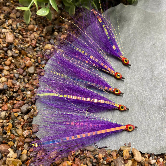 5 Pcs Rizing Rivers Premium Bucktail Flies (Violet Purple)