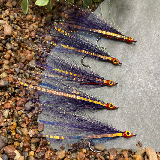5 Pcs Rizing Rivers Premium Bucktail Flies (Dark Purple)