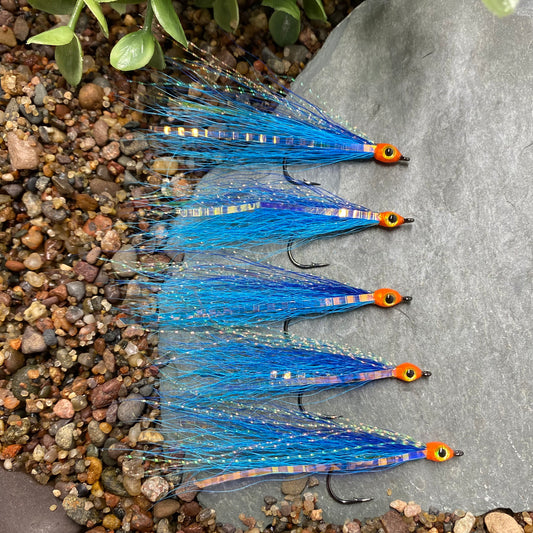 5 Pcs Rizing Rivers Premium Bucktail Flies (Dark Blue/Light Blue)