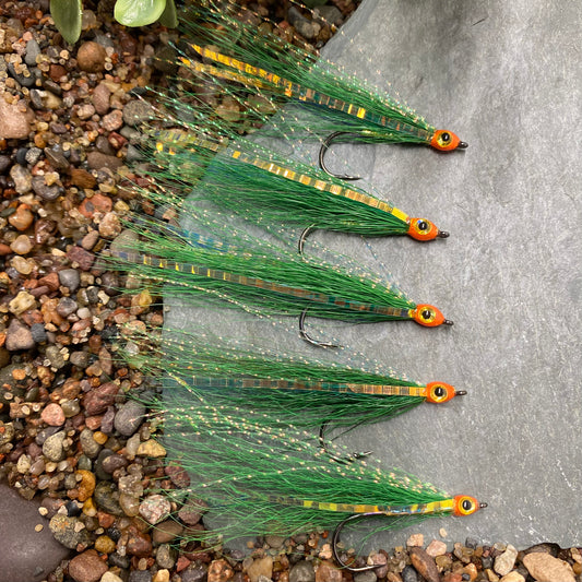 5 Pcs Rizing Rivers Premium Bucktail Flies (Green)
