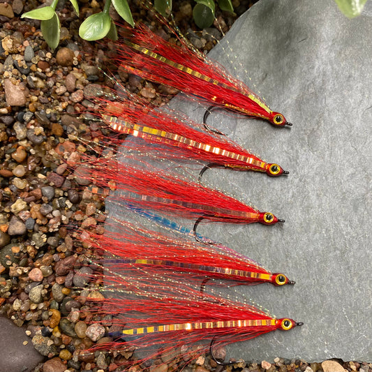 5 Pcs Rizing Rivers Premium Bucktail Flies (Red)