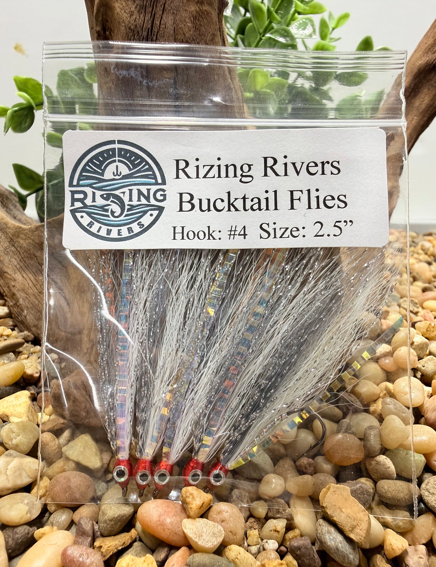 5 Pcs Rizing Rivers Premium Bucktail Flies (Bleeding Shad)