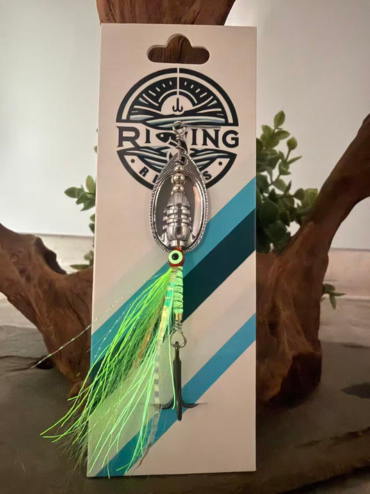 Rizing Rivers "TruFlow" Buck Tail Spinner (Glo-Clown)-Shia's Outdoor Adventures Collaboration Spinner