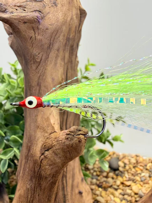 5 Pcs Rizing Rivers Premium Bucktail Flies (Glow Series – Clown) – Glow in the Dark Flies for Night or Low-Light Fishing (Copy)