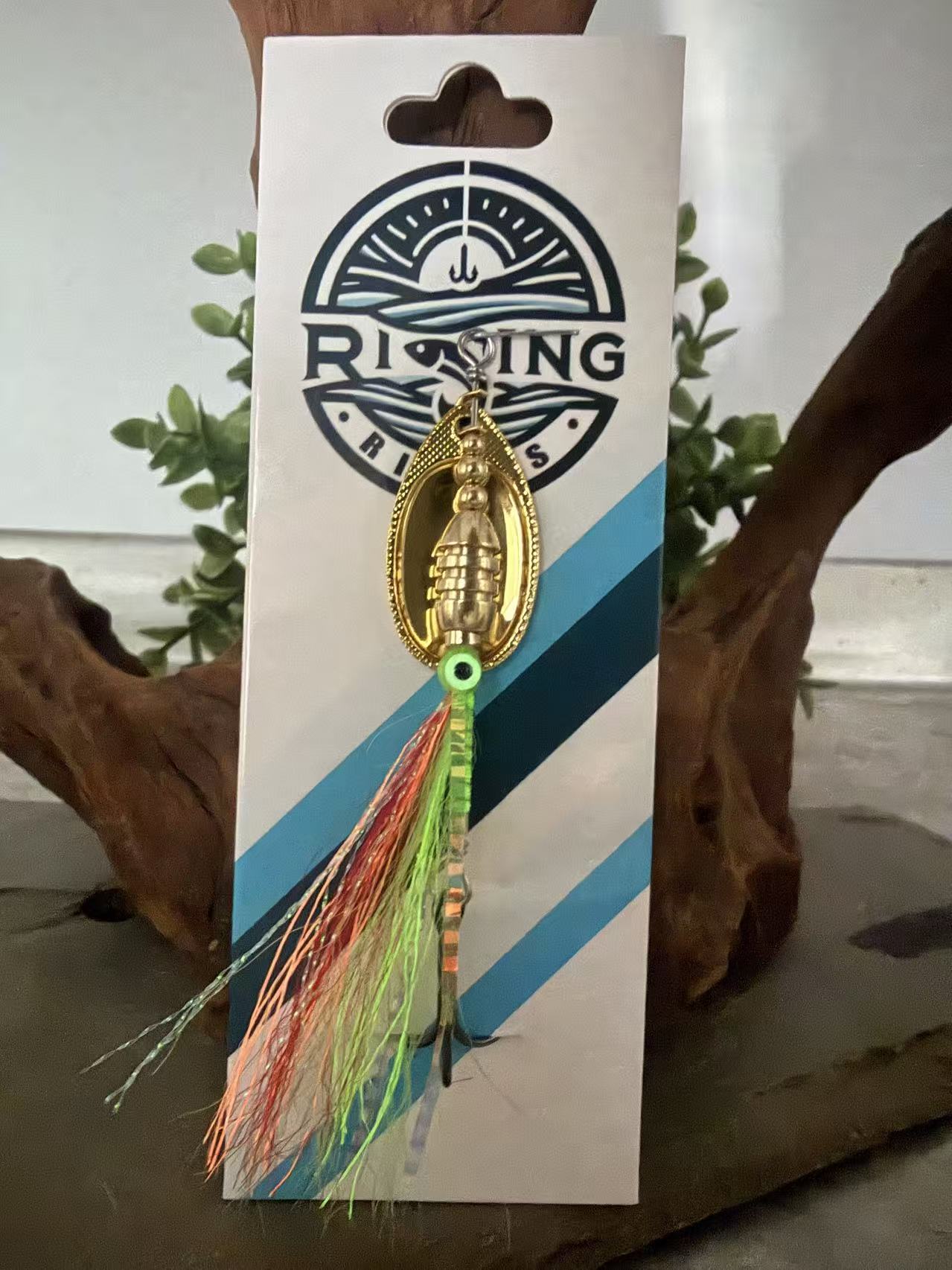 Rizing Rivers "TruFlow" Buck Tail Spinner (Glo-Red/Chartreuse)-Outdoor Habits Collaboration Spinner