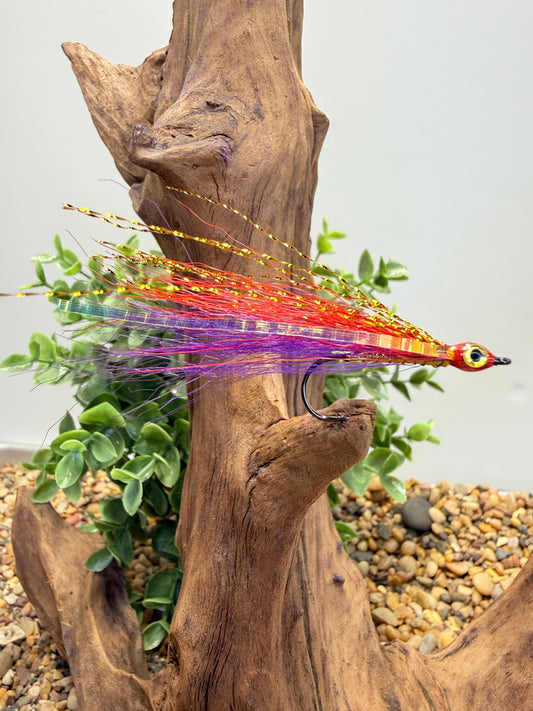 5 Pcs Rizing Rivers Premium Bucktail Flies (Red/Violet Purple)