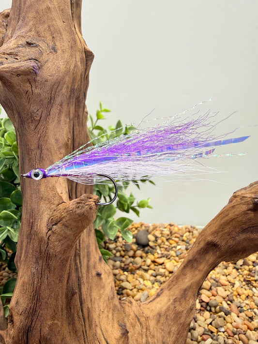 5 Pcs Rizing Rivers Premium Bucktail Flies (Violet Purple/White)