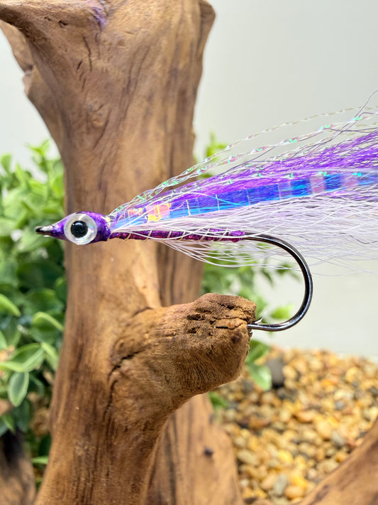 5 Pcs Rizing Rivers Premium Bucktail Flies (Violet Purple/White)