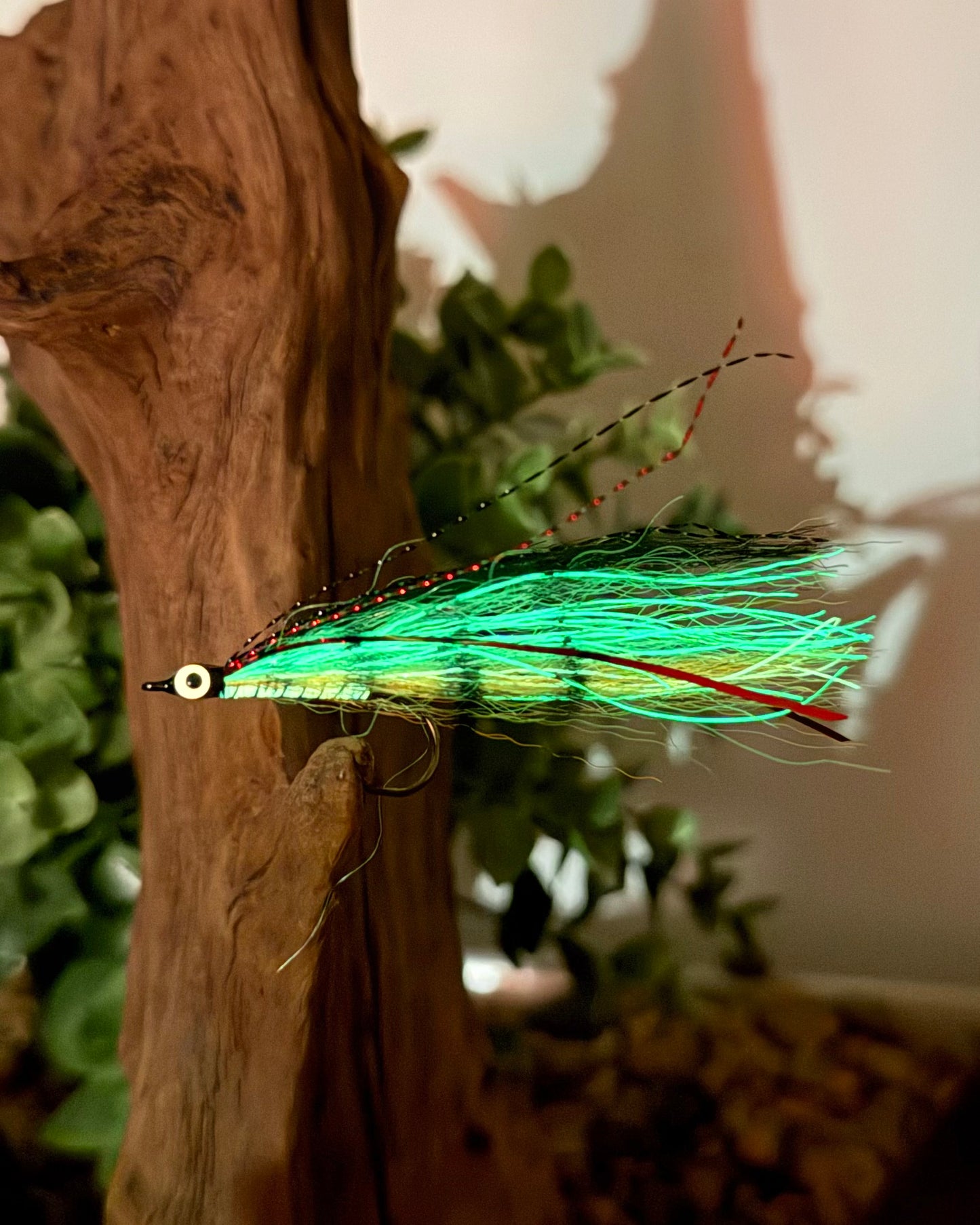5 Pcs Rizing Rivers Premium Bucktail Flies (Glow Series – Angry Perch) – Glow in the Dark Flies for Night or Low-Light Fishing