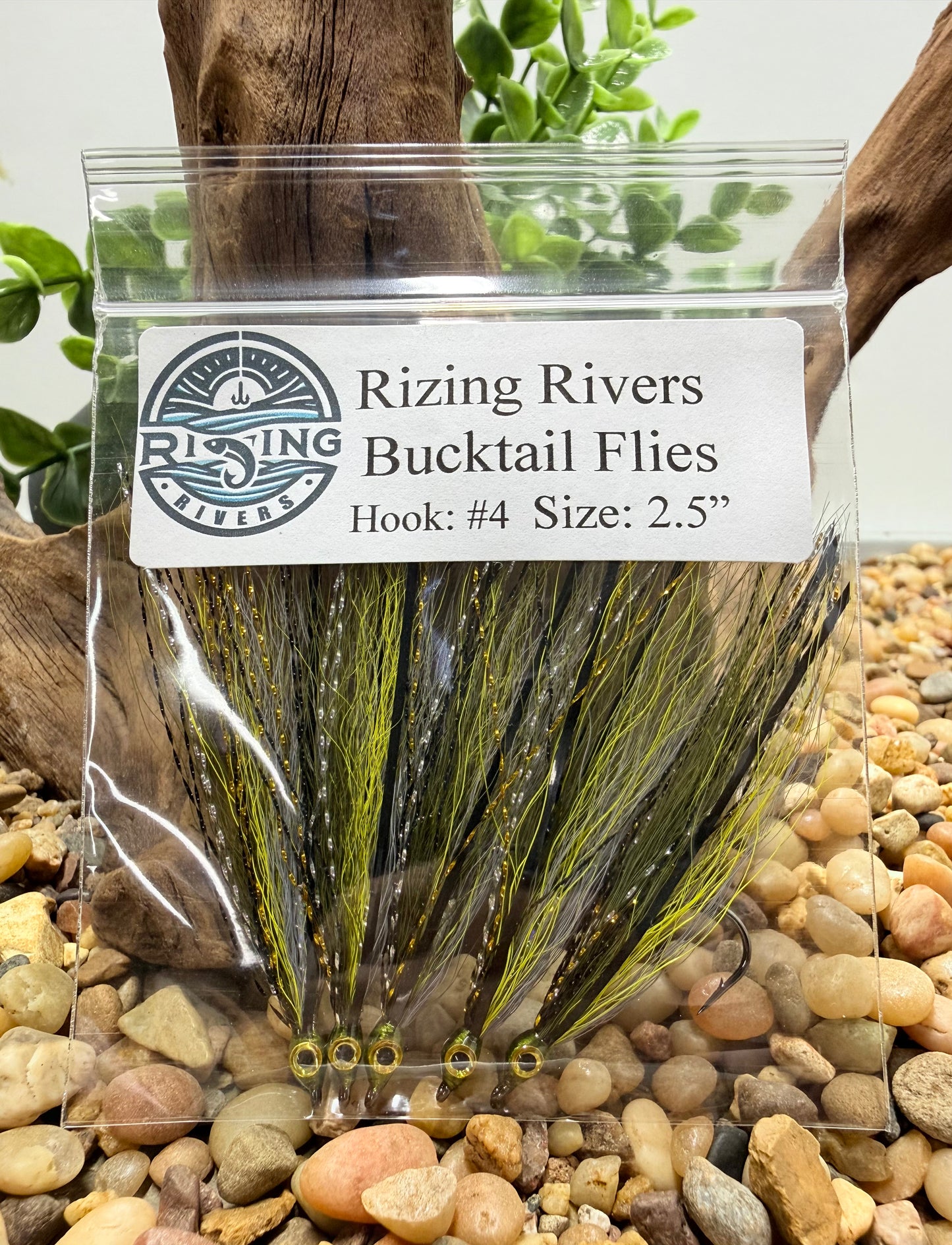 5 Pcs Rizing Rivers Premium Bucktail Flies (Fathead Minnow)