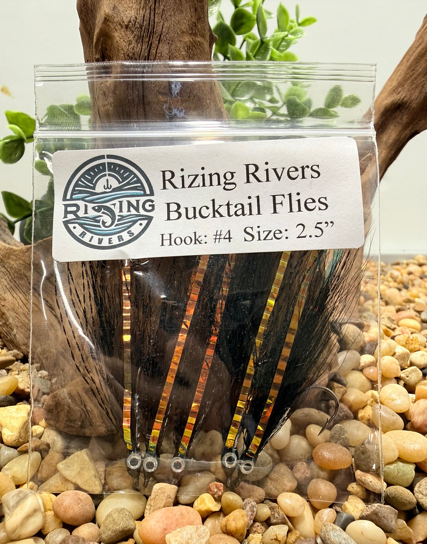 5 Pcs Rizing Rivers Premium Bucktail Flies (Blackout)