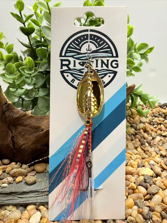 Rizing Rivers "TruFlow" Buck Tail Spinner (Red/Dark Purple)